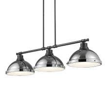 Golden 3602-3LP BLK-CH - Yep by Golden Lighting Duncan 3-light Island Light in Matte Black and Chrome shade
